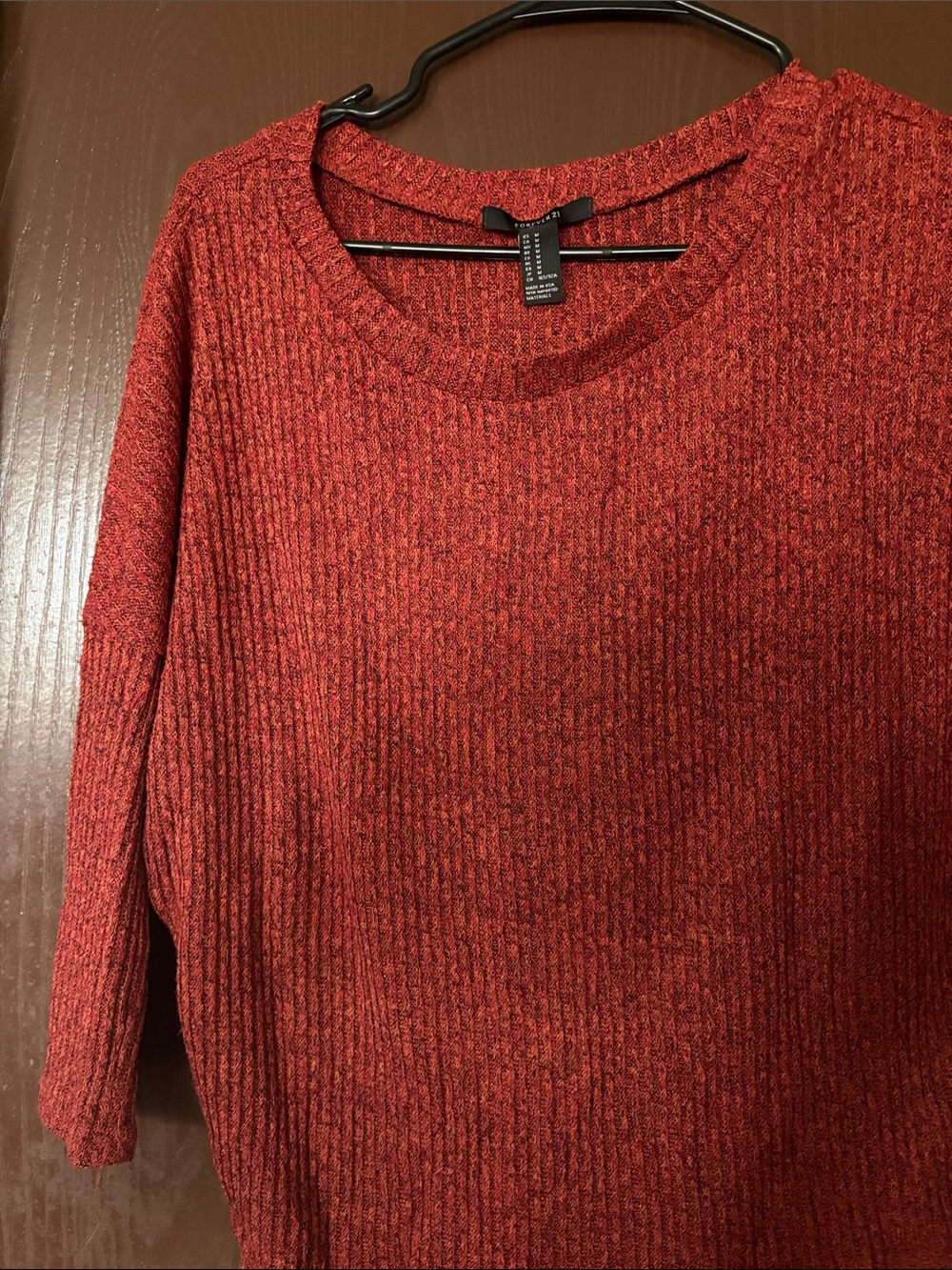 Forever 21 Red Ribbed Crewneck Sweater - Picture 4 of 5